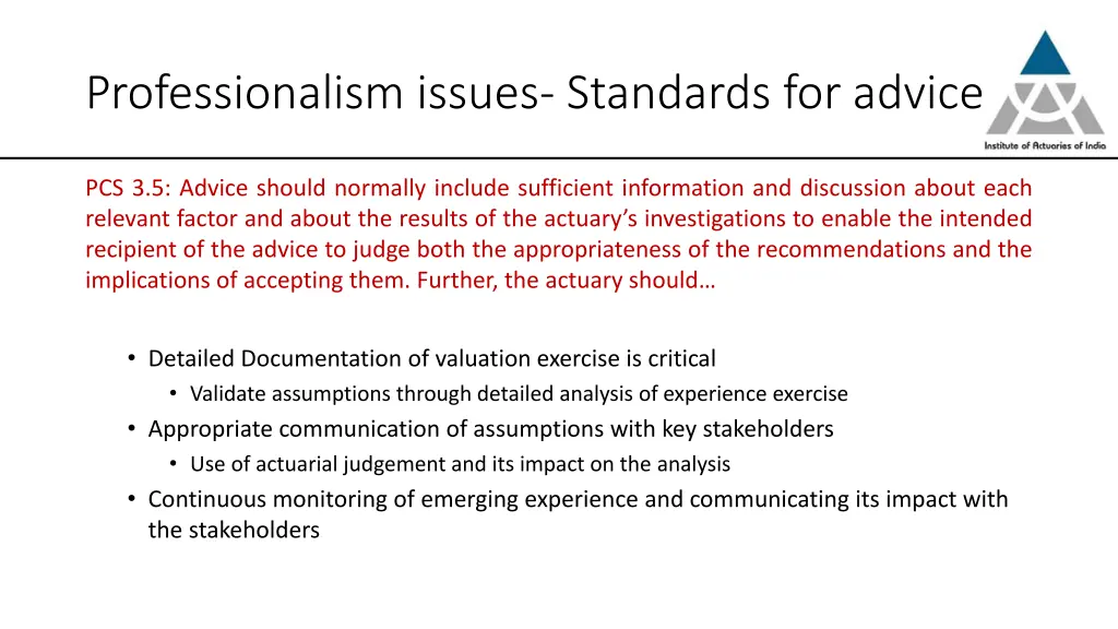 professionalism issues standards for advice 2