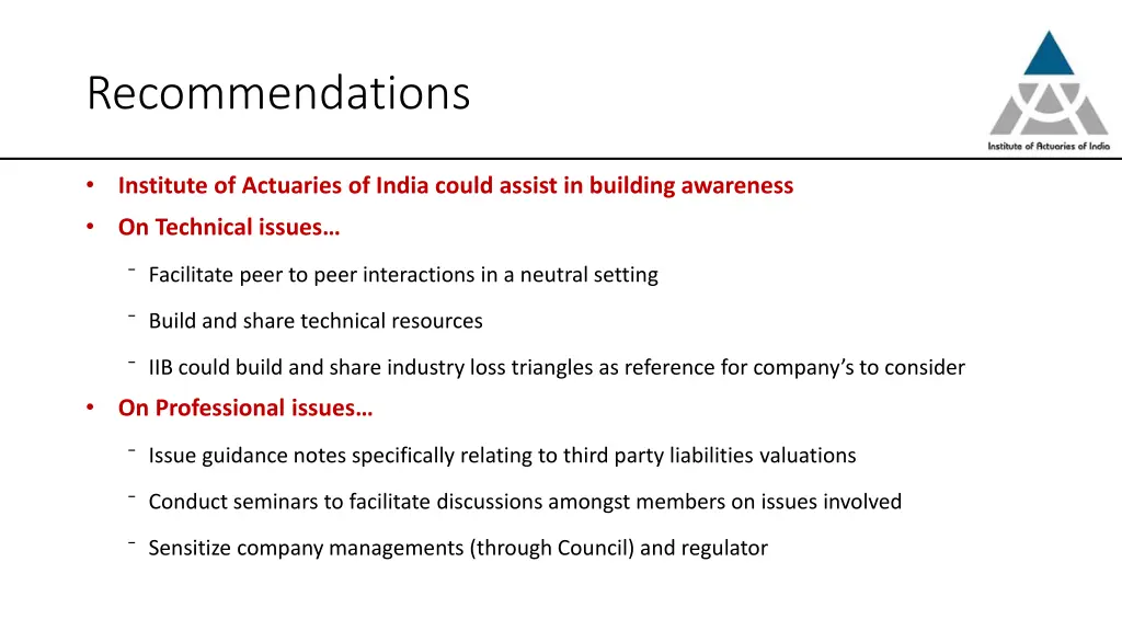 recommendations