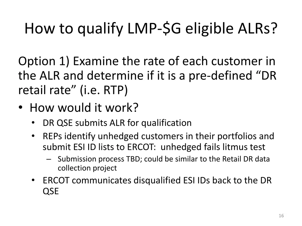 how to qualify lmp g eligible alrs 1