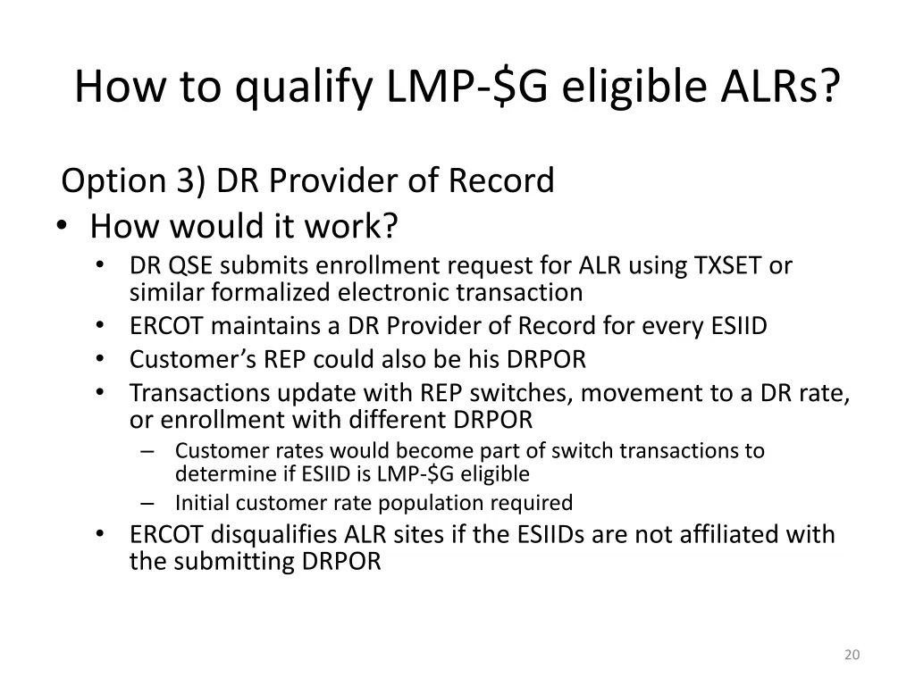 how to qualify lmp g eligible alrs 5