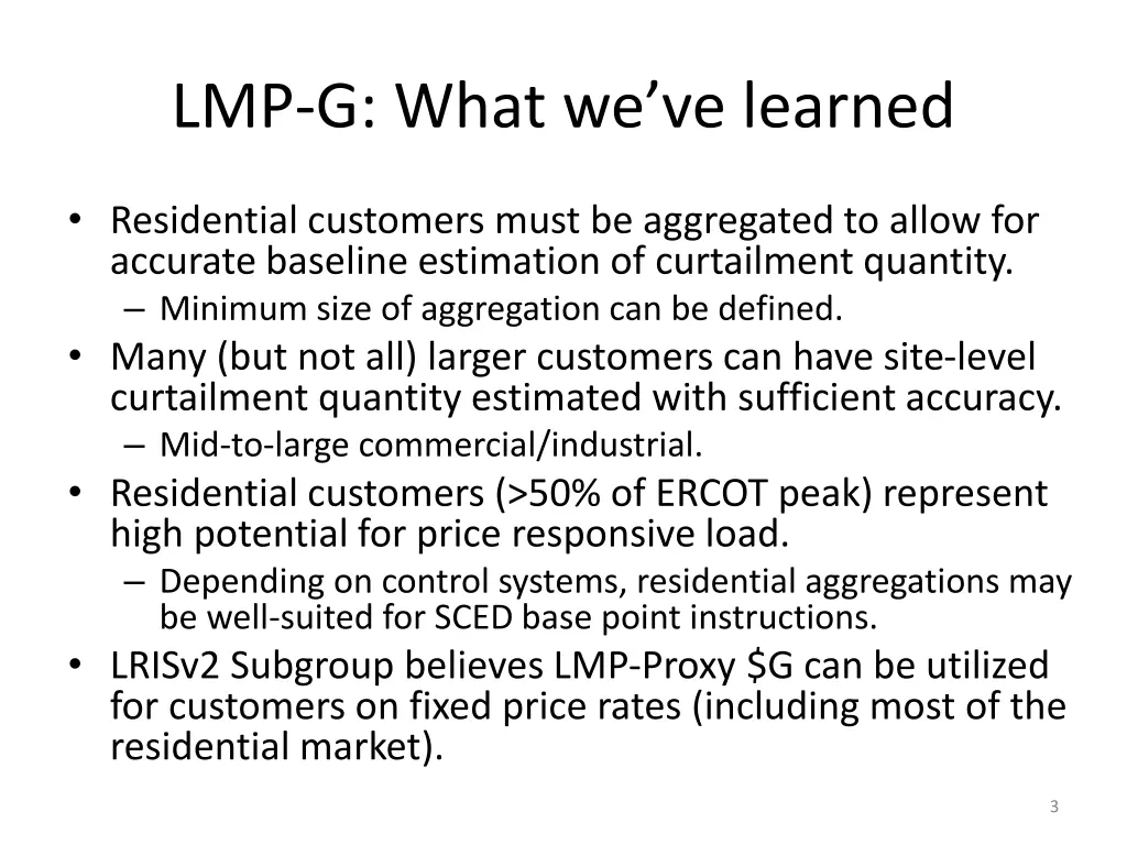 lmp g what we ve learned