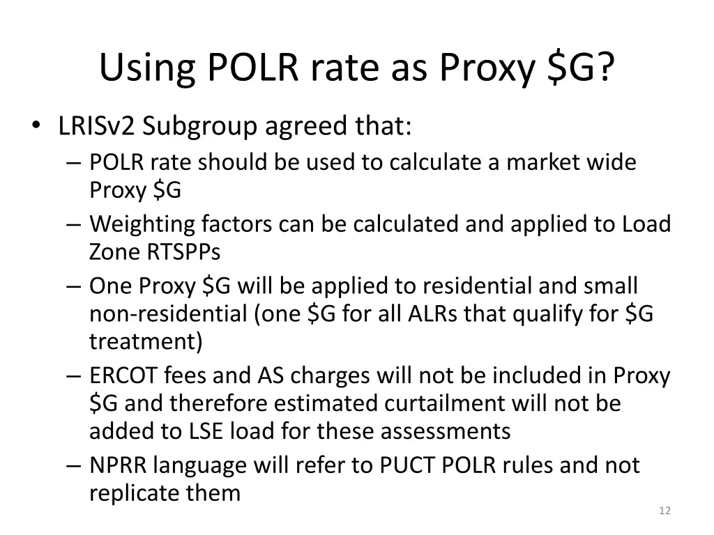 using polr rate as proxy g