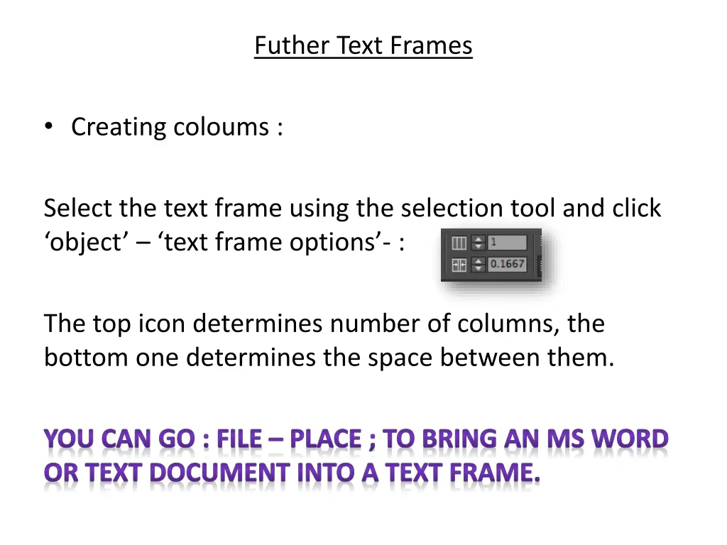 futher text frames