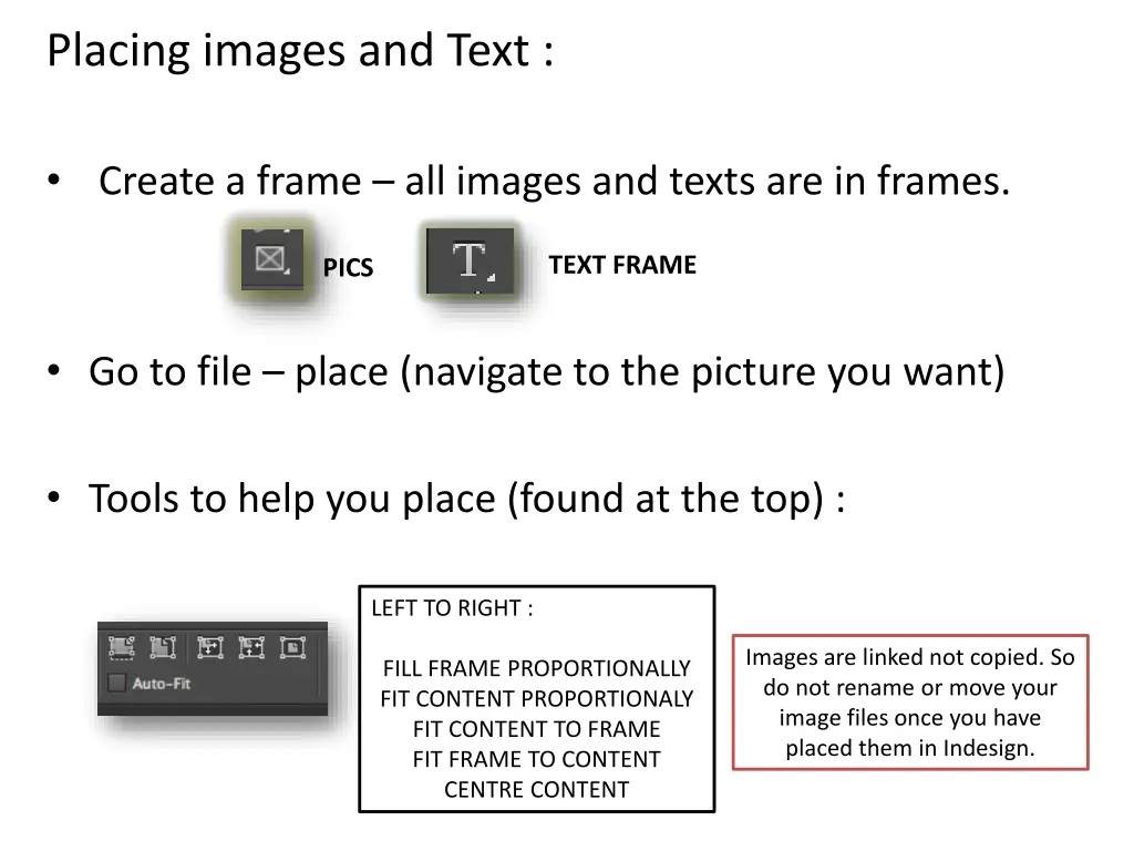 placing images and text
