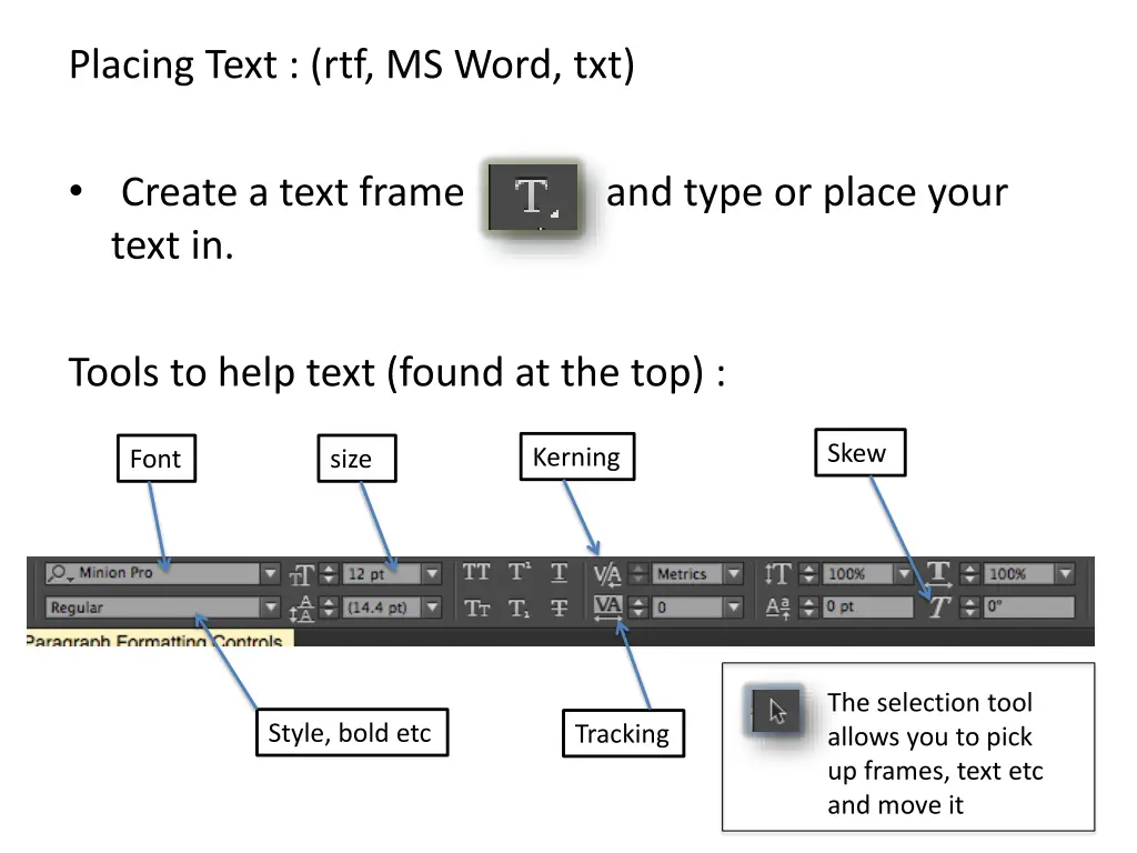 placing text rtf ms word txt