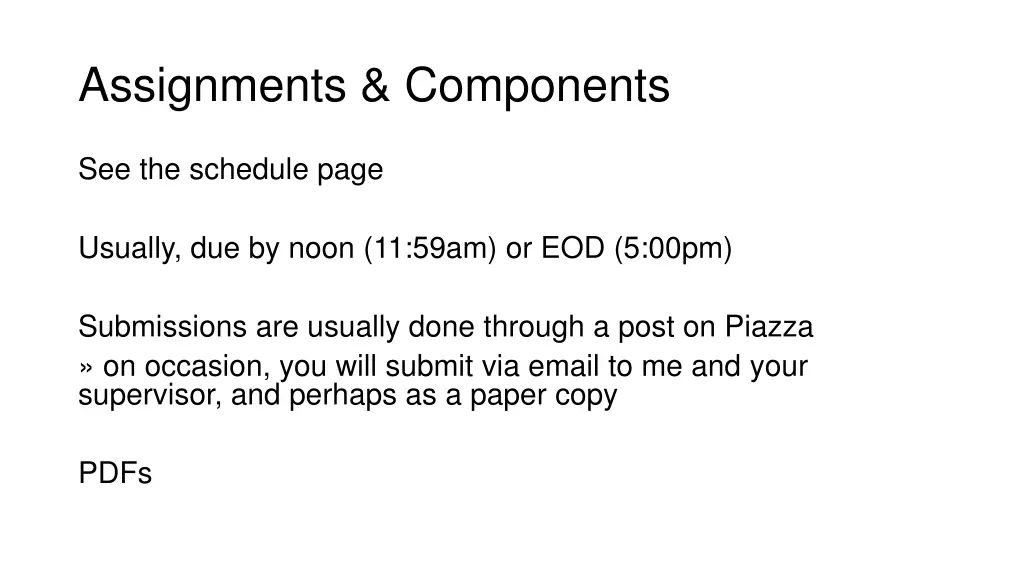 assignments components