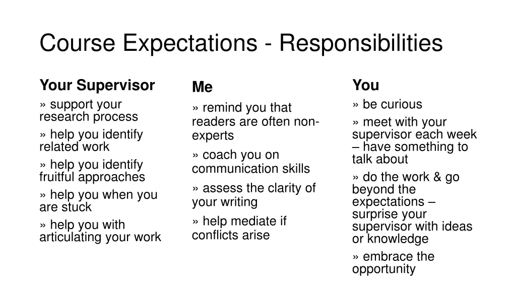 course expectations responsibilities 1