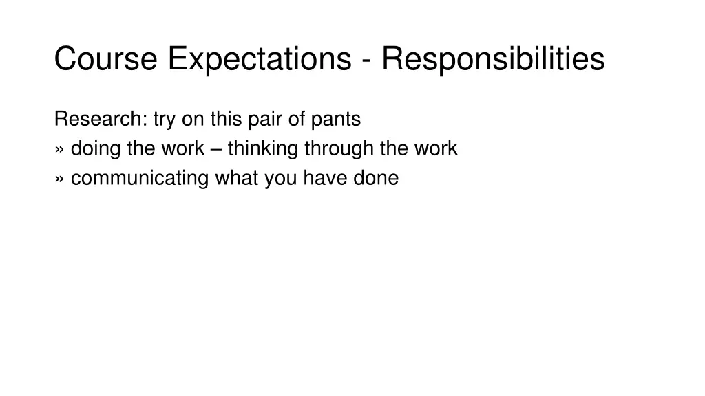 course expectations responsibilities