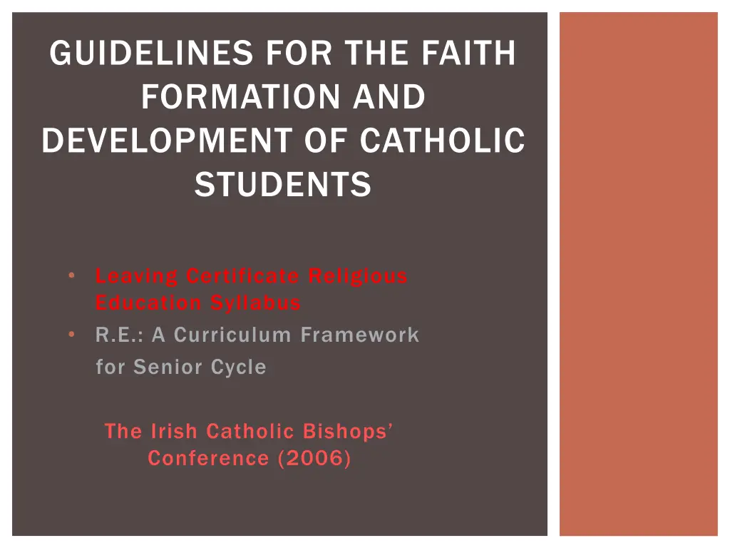 guidelines for the faith formation