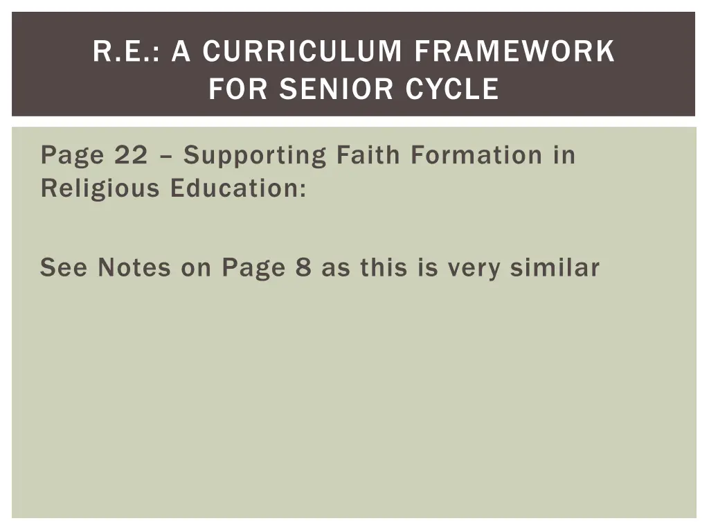 r e a curriculum framework for senior cycle 2