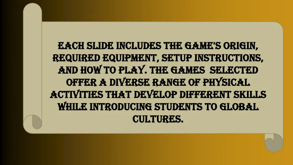 each slide includes the game s origin each slide