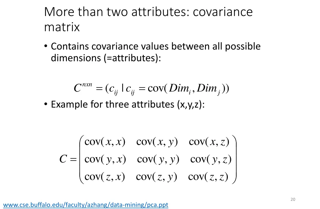 more than two attributes covariance matrix