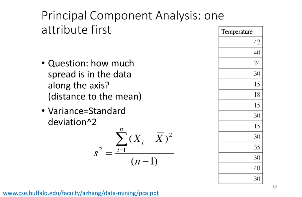 principal component analysis one attribute first