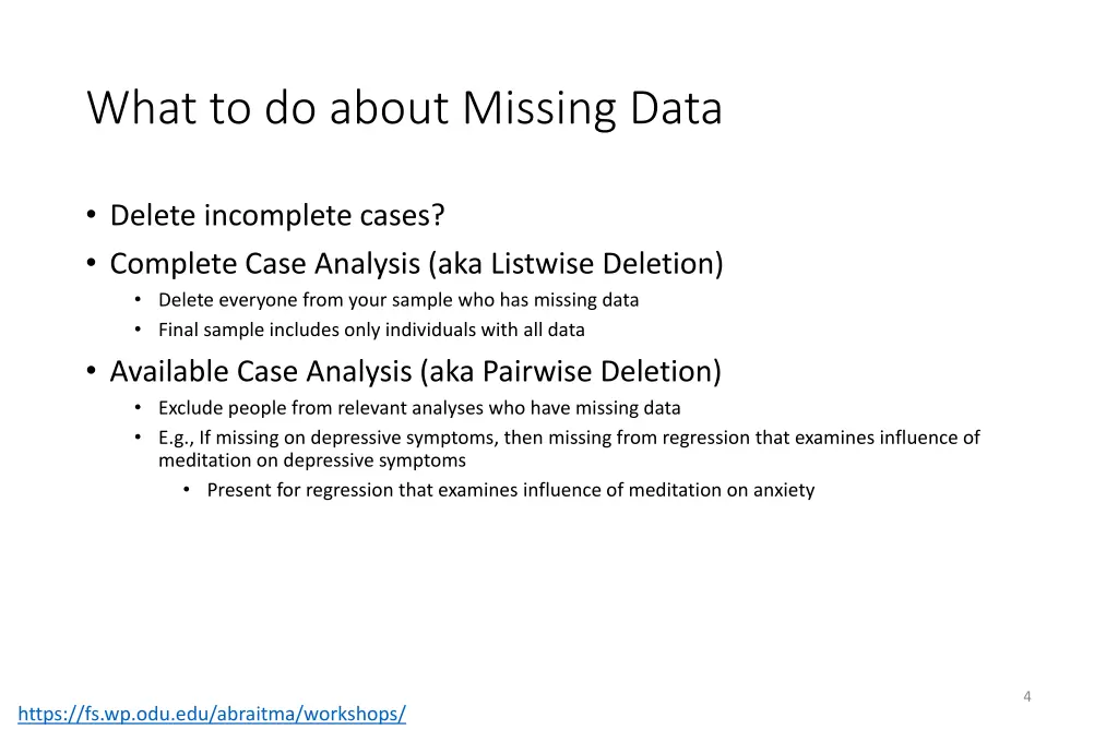 what to do about missing data