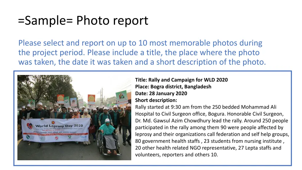 sample photo report