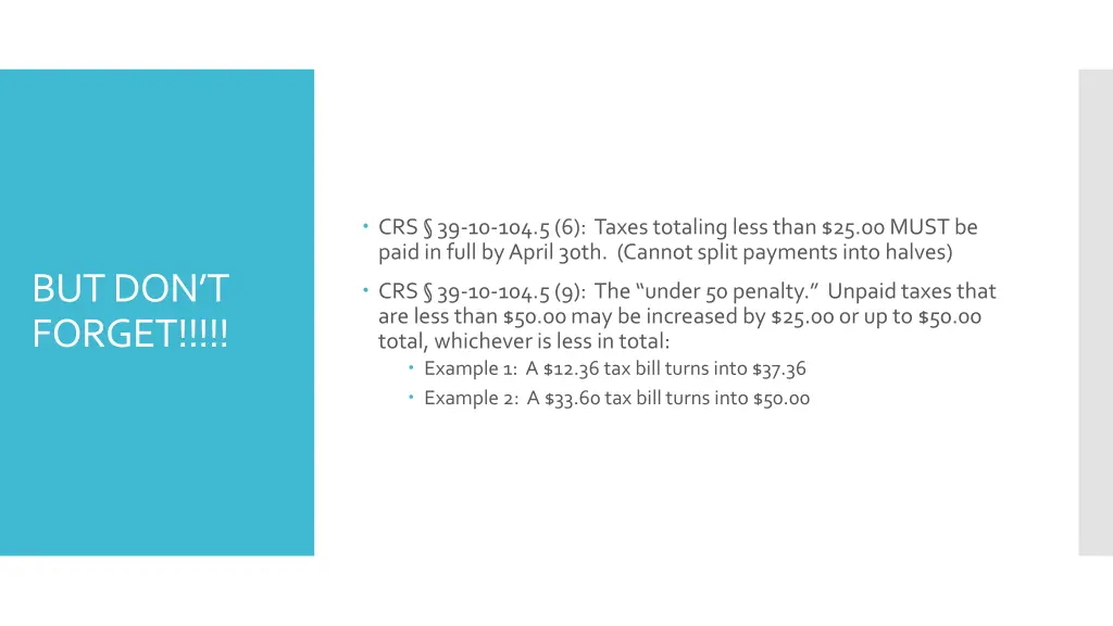 crs 39 10 104 5 6 taxes totaling less than