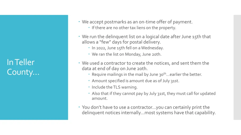 we accept postmarks as an on time offer