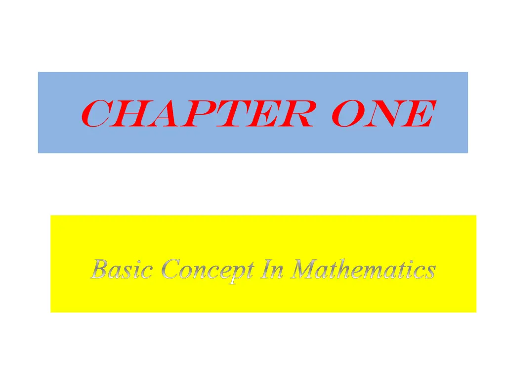 chapter one