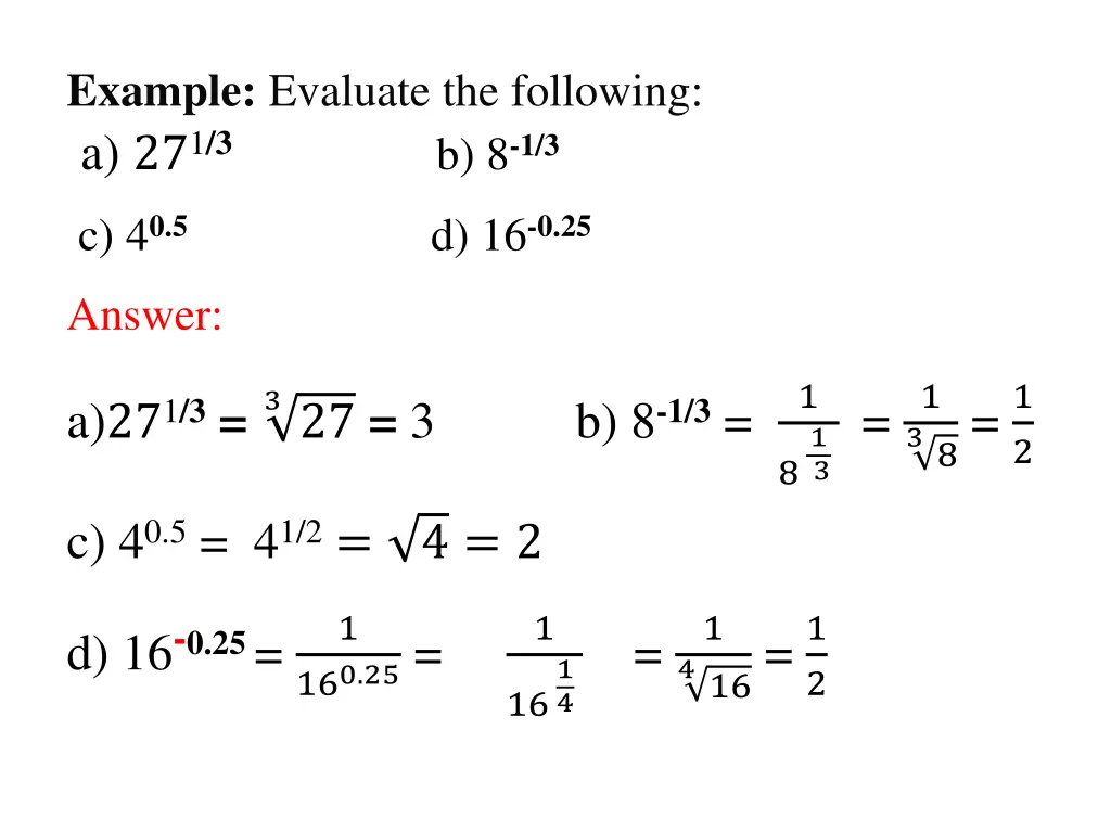 example evaluate the following a 27 1 3