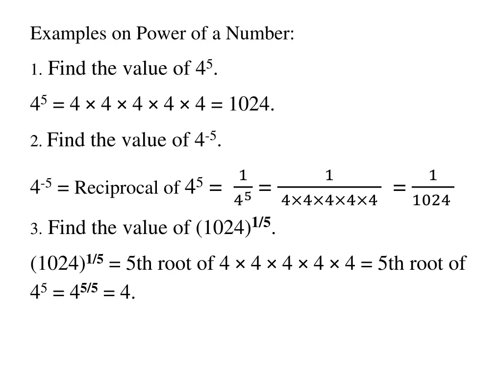 examples on power of a number