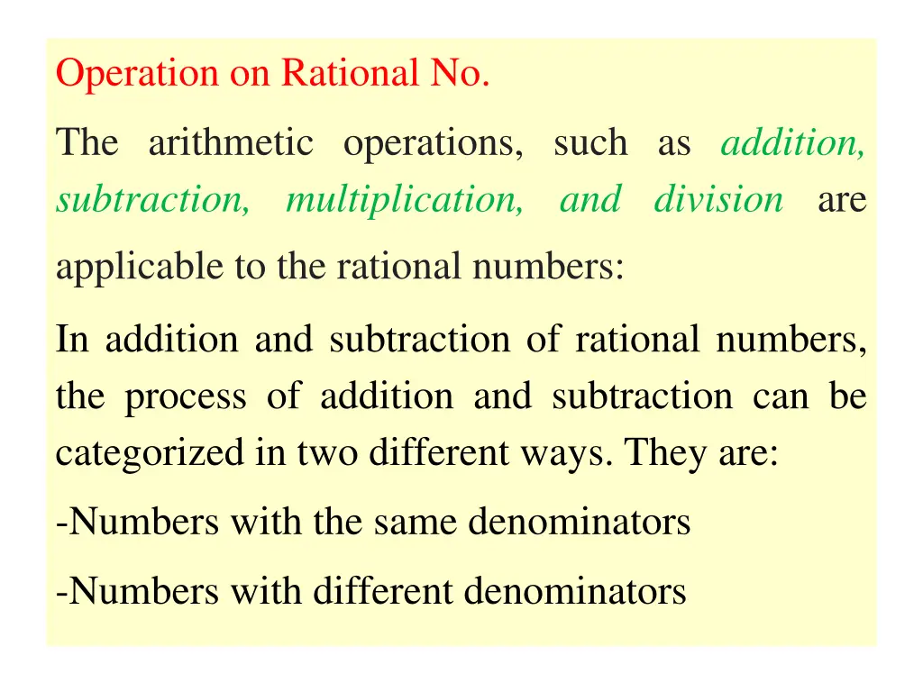 operation on rational no