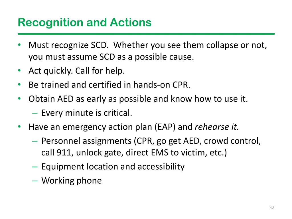 recognition and actions