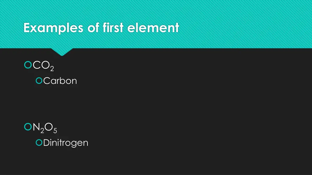 examples of first element