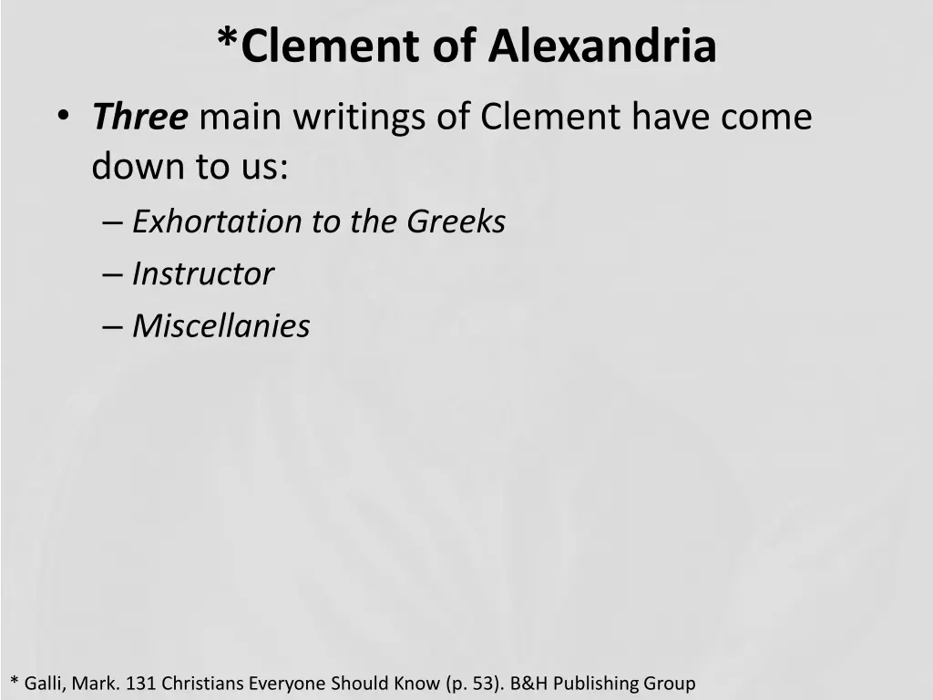 clement of alexandria three main writings