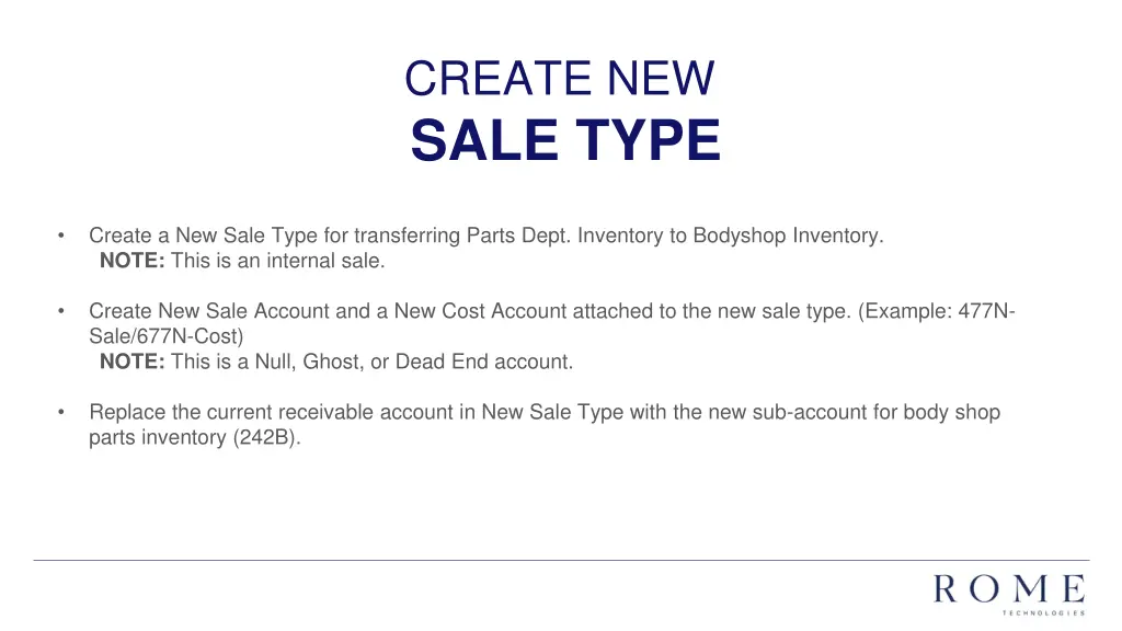 create new sale type