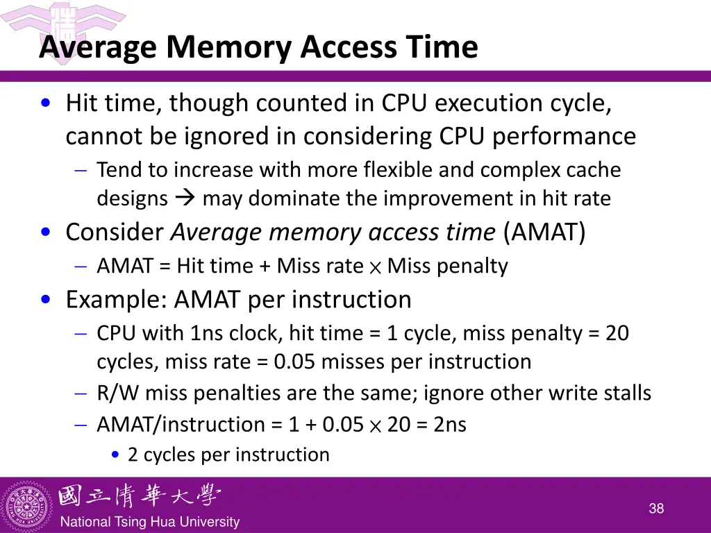 average memory access time