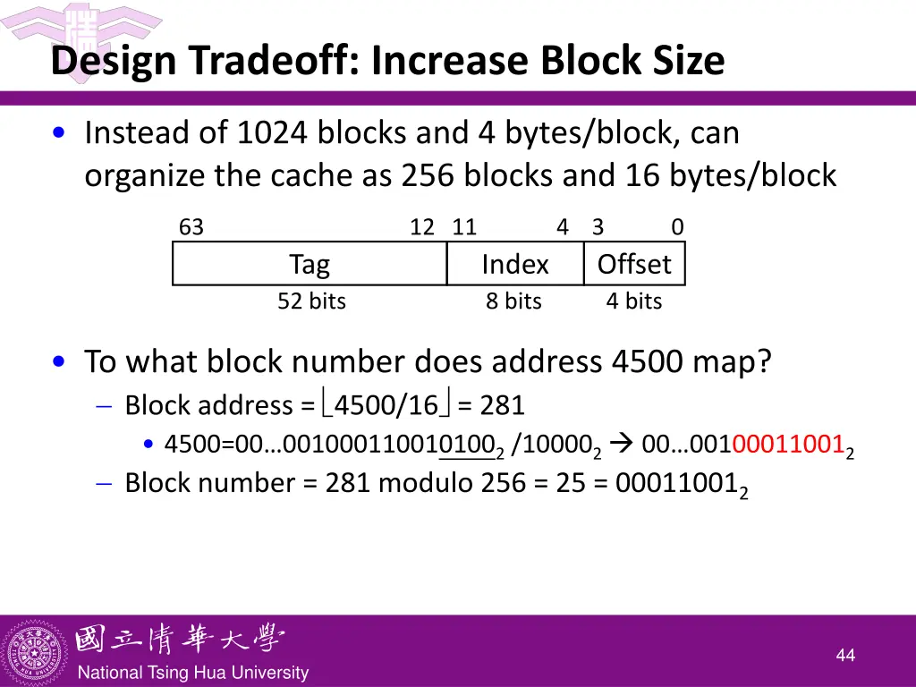design tradeoff increase block size