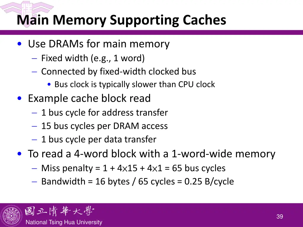 main memory supporting caches