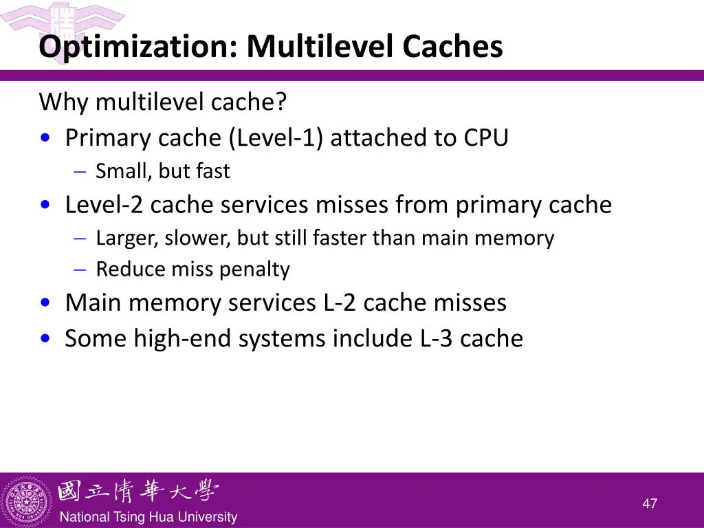 optimization multilevel caches