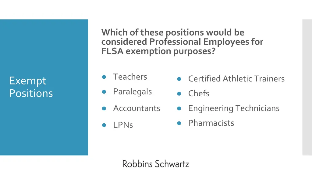 which of these positions would be considered