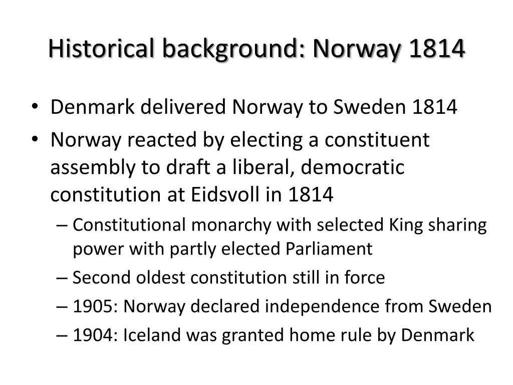 historical background norway 1814
