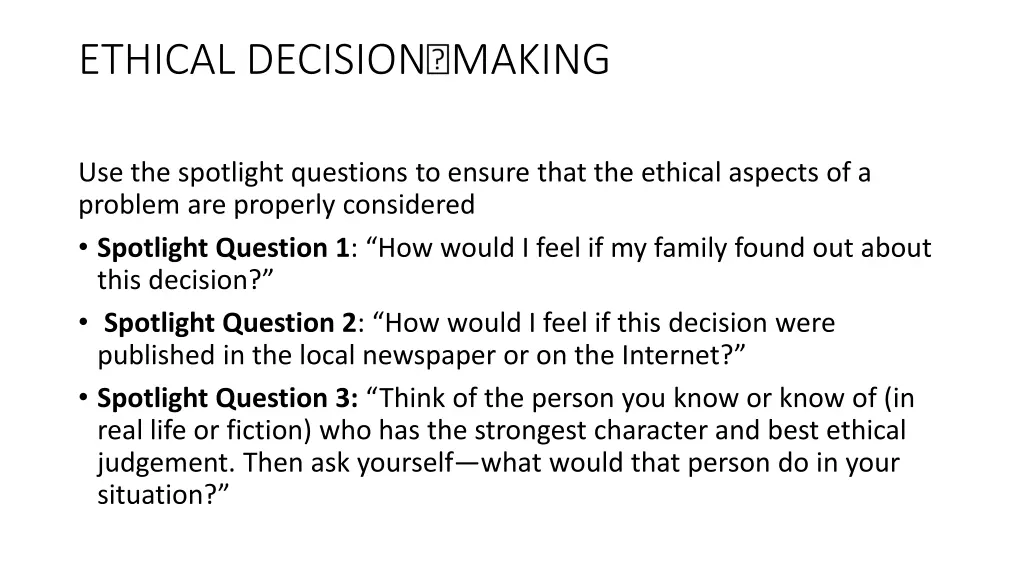 ethical decision making