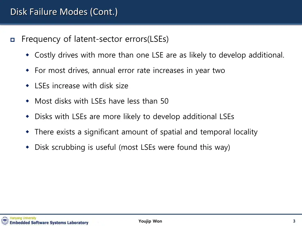 disk failure modes cont