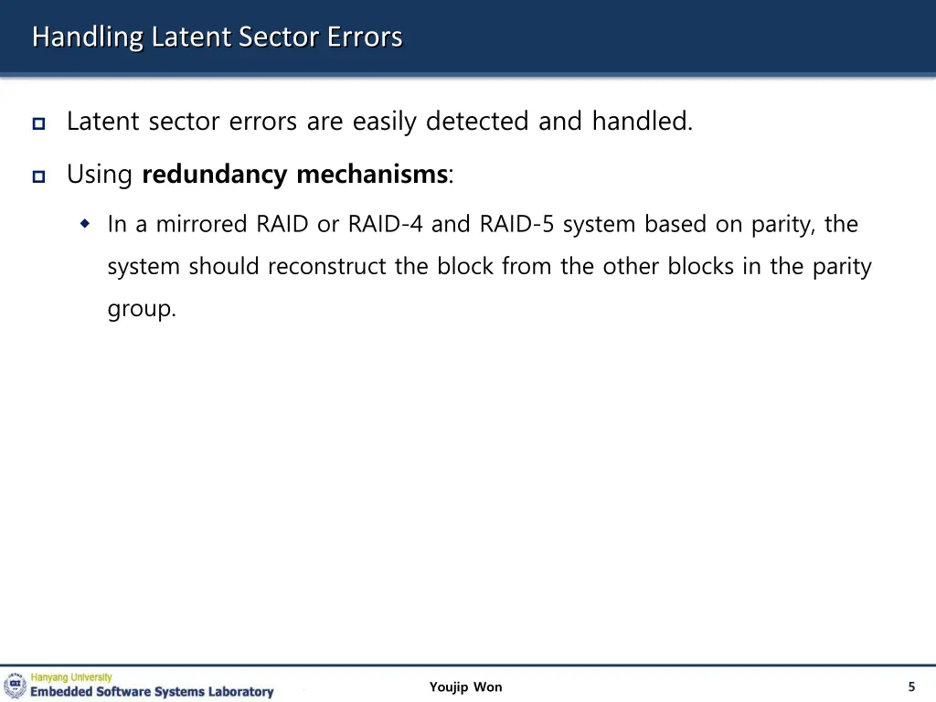 handling latent sector errors