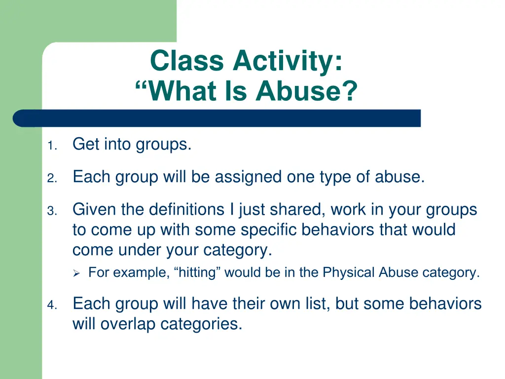 class activity what is abuse