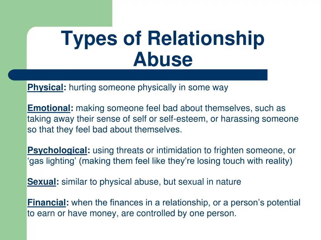 types of relationship abuse