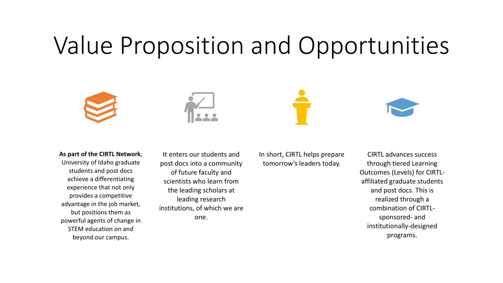 value proposition and opportunities