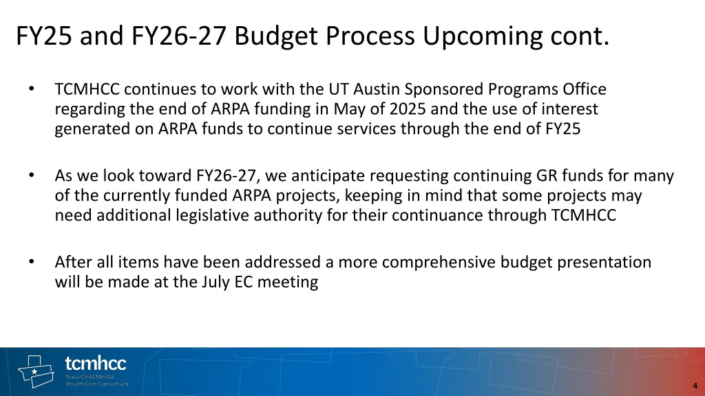 fy25 and fy26 27 budget process upcoming cont