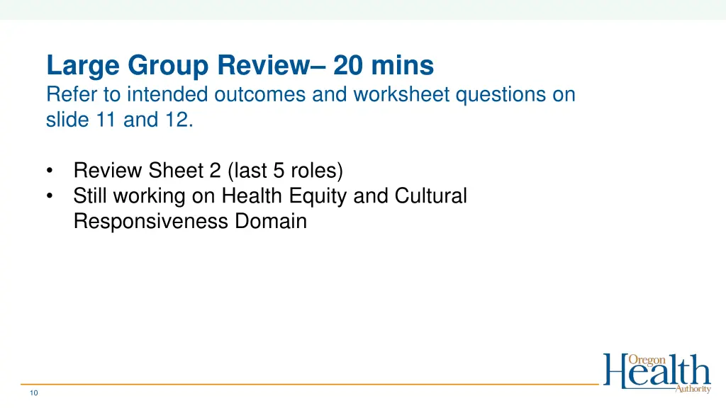large group review 20 mins refer to intended