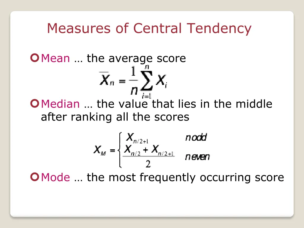 measures of central tendency