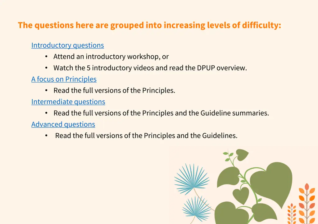 the questions here are grouped into increasing