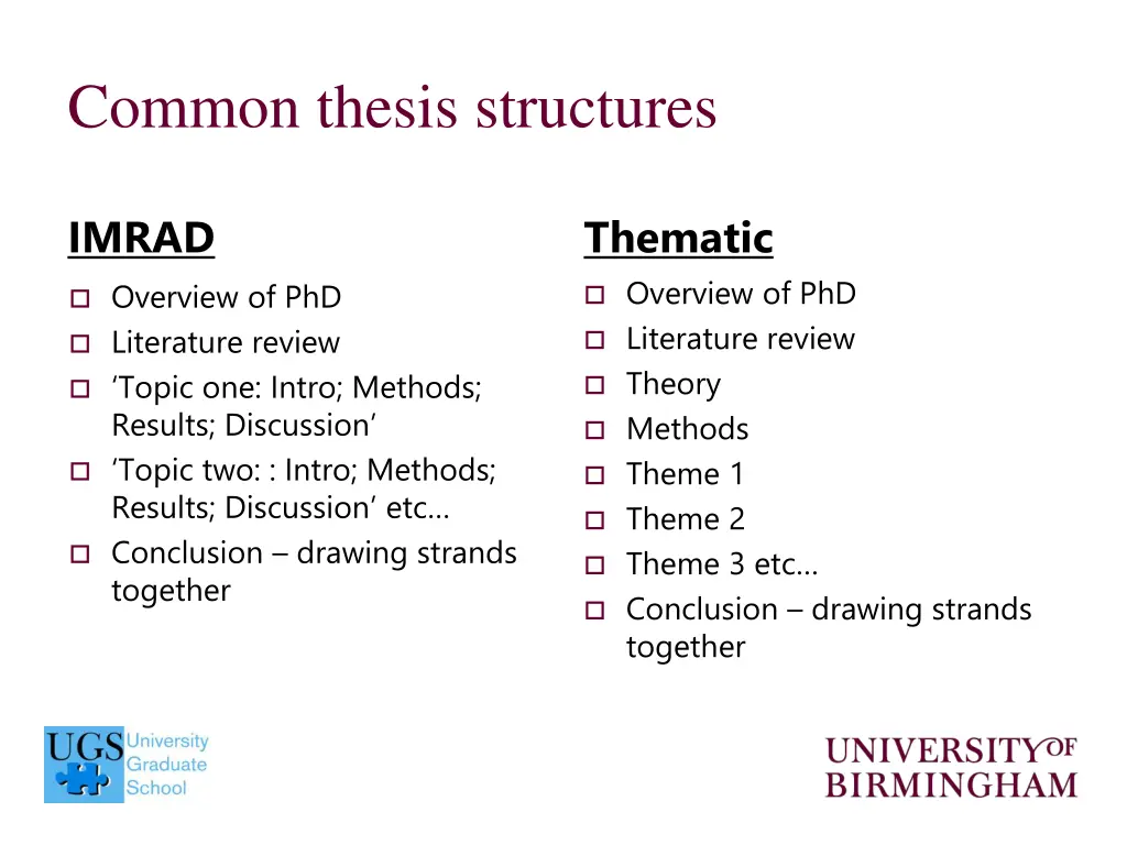 common thesis structures