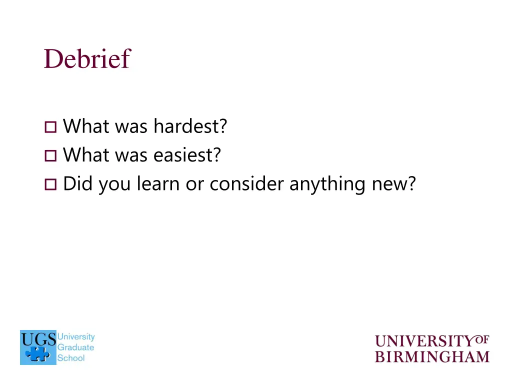 debrief