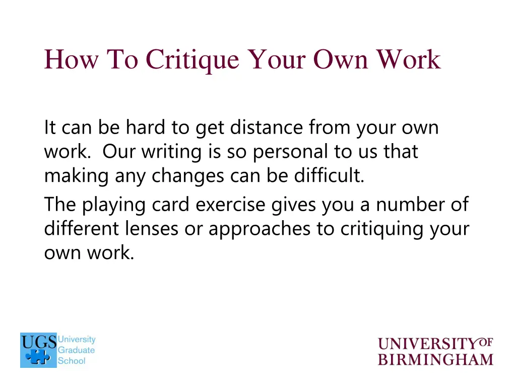 how to critique your own work
