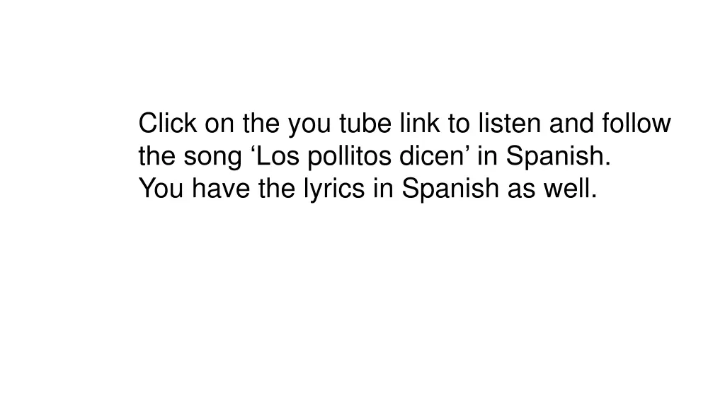 click on the you tube link to listen and follow