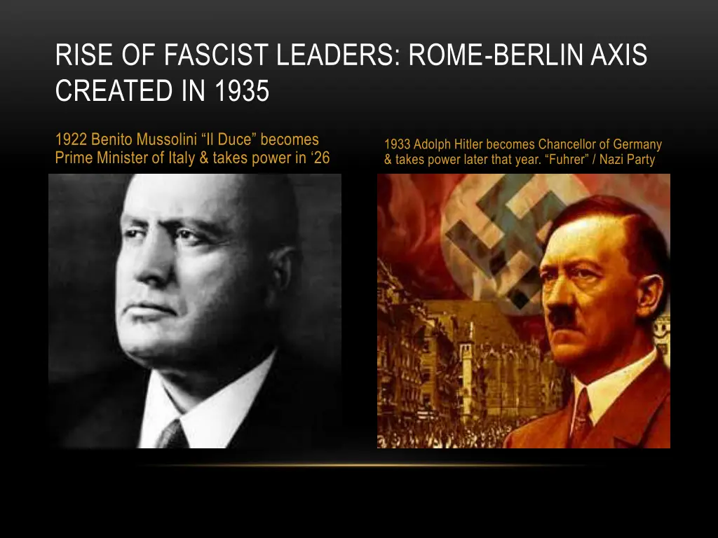 rise of fascist leaders rome berlin axis created